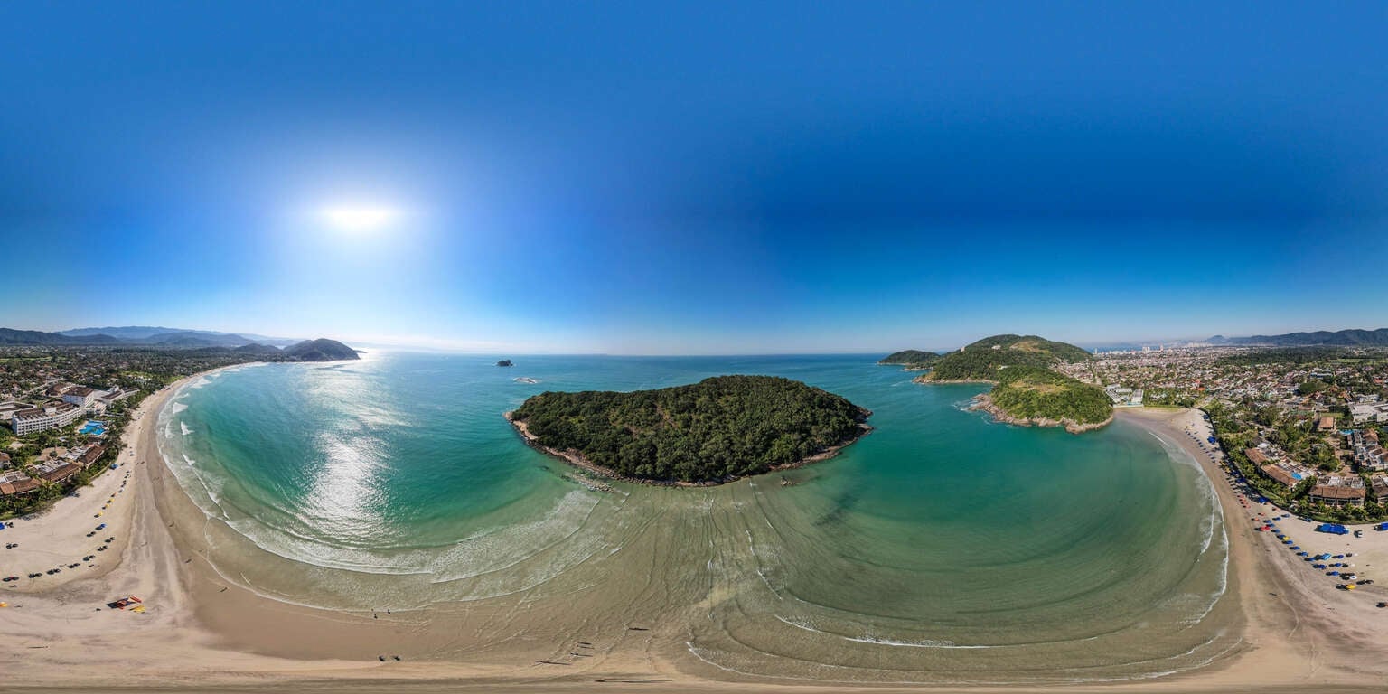 Vista panorâmica 360º da Praia do Mar Casado, Guarujá-SP